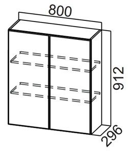 Шкаф навесной на кухню Стайл, Ш800/912, МДФ в Костроме