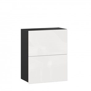 Кухонный навесной шкаф 600 горизонтальный Шервуд, ЛД 281.970.000.085, черный/белый глянец в Костроме
