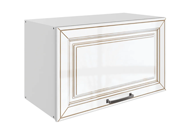 Шкаф кухонный Атланта L600 Н360 (1 дв. гл.) эмаль (белый/белый глянец патина золото) в Костроме