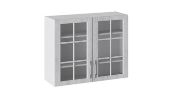 Шкаф на кухню Прованс (Белый глянец/Санторини светлый) со стеклом В_72-90_2ДРс в Костроме