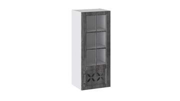 Навесной кухонный шкаф Прованс (Белый глянец/Санторини темный) cо стеклом правый В_96-40_1ДРДс(R) в Костроме