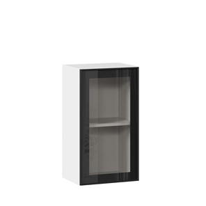 Кухонный шкаф со стеклом 400 Индиго ЛД 298.320.000.102, Белый/Чёрный в Костроме