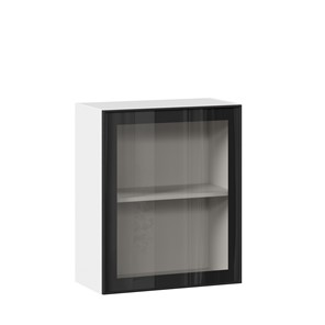 Кухонный навесной шкаф со стеклом 600 Индиго ЛД 298.350.000.105, Белый/Чёрный в Костроме