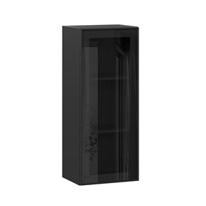 Кухонный шкаф высокий со стеклом 400 Индиго ЛД 298.420.000.068, Чёрный/Чёрный в Костроме