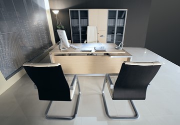Офисный стол руководителя Reventon, зебрано песочный, правый (180х90х76) МЕ 130 в Костроме - предосмотр 5