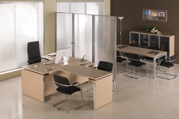 Офисный стол руководителя Reventon, зебрано песочный, правый (180х90х76) МЕ 130 в Костроме - предосмотр 9