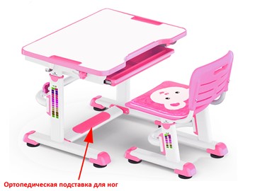 Парта растущая + стул Mealux BD-08 Teddy, pink, розовая в Костроме