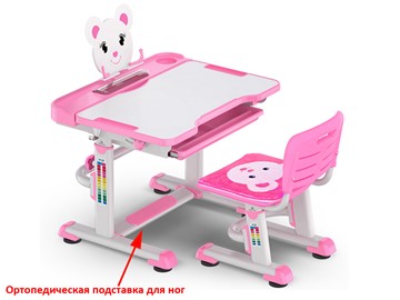 Растущий стол и стул Mealux EVO BD-04 Teddy New XL, WP, розовая в Костроме