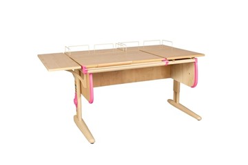 Детский стол-трансформер 1/75-40 (СУТ.25) + Polka_z 1/600 (2 шт.) + Polka_b 1/550 бежевый/бежевый/розовый в Костроме