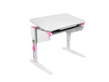 Детский стол-трансформер 5/100 (СУТ. 46) Белый/Белый/Розовый с лотком в Костроме