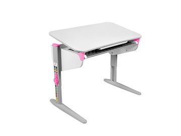 Детский стол-трансформер 5/100 (СУТ. 46) Белый/Серый/Розовый с лотком в Костроме
