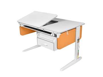 Детский стол-трансформер L/70-45 (СУТ.62)  + Tumba 8 белый-оранжевый/белый/белый с лотком в Костроме