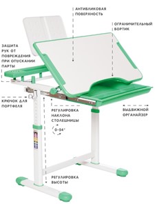 Растущий стул и растущая парта SET HOLTO-17А, зеленый в Костроме - предосмотр 5