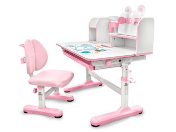 Растущая парта + стул Mealux EVO Panda XL pink BD-29 PN, столешница белая / пластик розовый в Костроме
